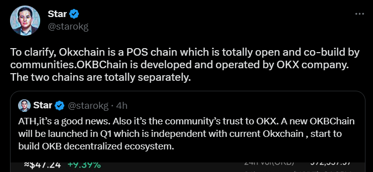  Криптобиржа OKX объявила о планах выпустить свой блокчейн OKBchain